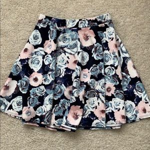 Blue/pink Floral Scuba Skirt